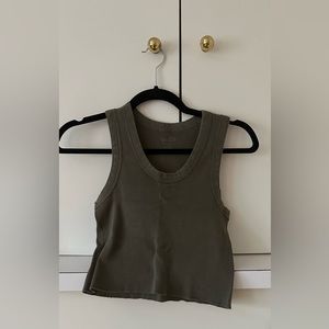 Brandy Melville - Olive Green Cropped Wide strap tank top